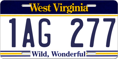 WV license plate 1AG277
