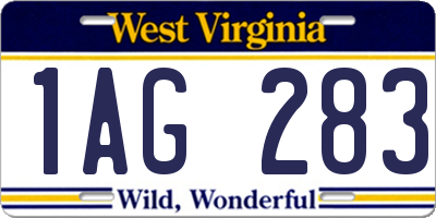 WV license plate 1AG283