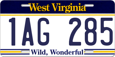 WV license plate 1AG285