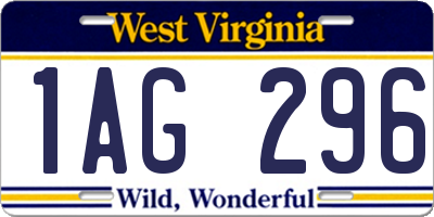 WV license plate 1AG296