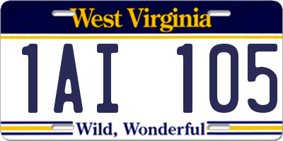 WV license plate 1AI105