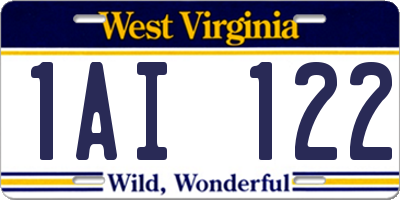 WV license plate 1AI122