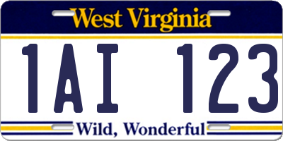 WV license plate 1AI123