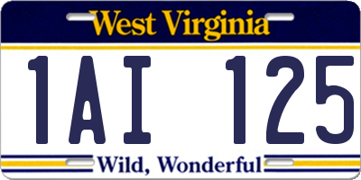 WV license plate 1AI125
