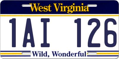 WV license plate 1AI126