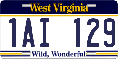WV license plate 1AI129