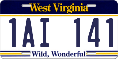 WV license plate 1AI141