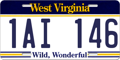 WV license plate 1AI146