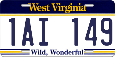 WV license plate 1AI149