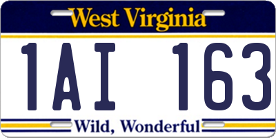 WV license plate 1AI163
