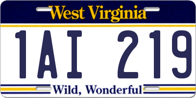 WV license plate 1AI219