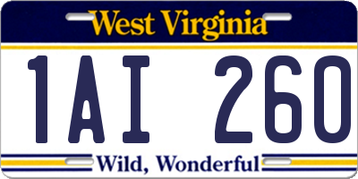 WV license plate 1AI260