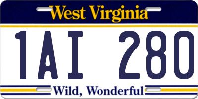 WV license plate 1AI280