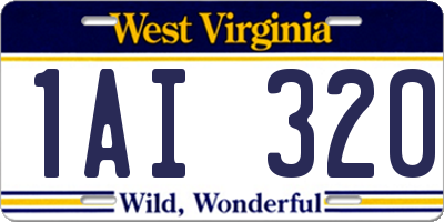 WV license plate 1AI320