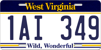 WV license plate 1AI349