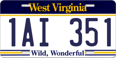 WV license plate 1AI351