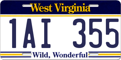 WV license plate 1AI355