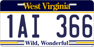 WV license plate 1AI366