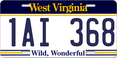 WV license plate 1AI368