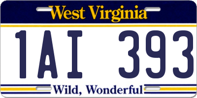 WV license plate 1AI393