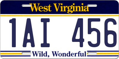 WV license plate 1AI456