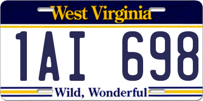 WV license plate 1AI698