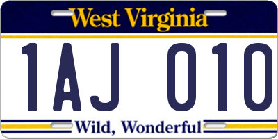 WV license plate 1AJ010