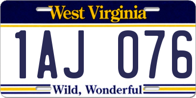 WV license plate 1AJ076