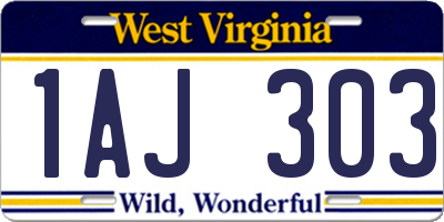 WV license plate 1AJ303