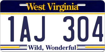 WV license plate 1AJ304