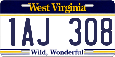 WV license plate 1AJ308