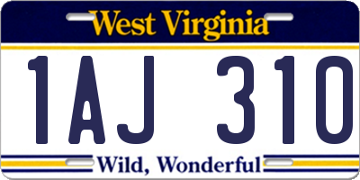 WV license plate 1AJ310