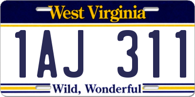 WV license plate 1AJ311