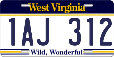 WV license plate 1AJ312