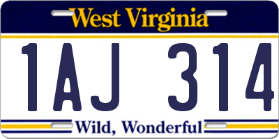 WV license plate 1AJ314