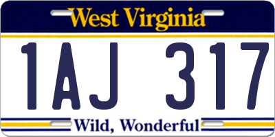 WV license plate 1AJ317