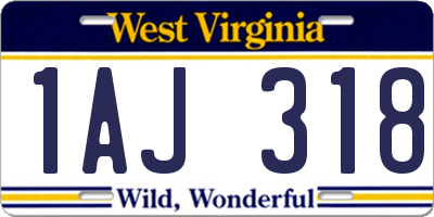 WV license plate 1AJ318
