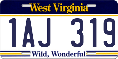 WV license plate 1AJ319
