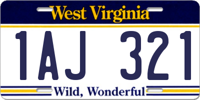 WV license plate 1AJ321