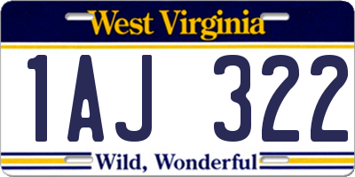 WV license plate 1AJ322