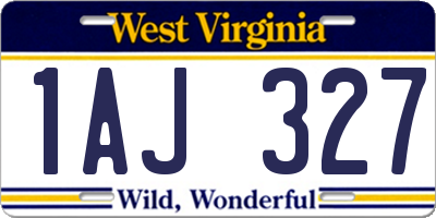 WV license plate 1AJ327