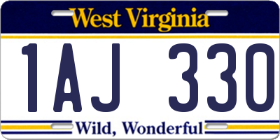 WV license plate 1AJ330