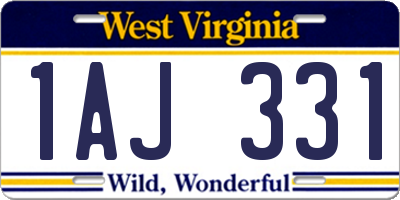 WV license plate 1AJ331