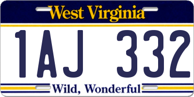 WV license plate 1AJ332