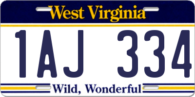 WV license plate 1AJ334