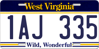 WV license plate 1AJ335
