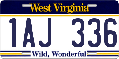 WV license plate 1AJ336