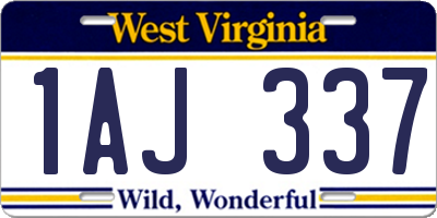 WV license plate 1AJ337