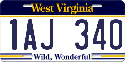 WV license plate 1AJ340