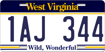 WV license plate 1AJ344